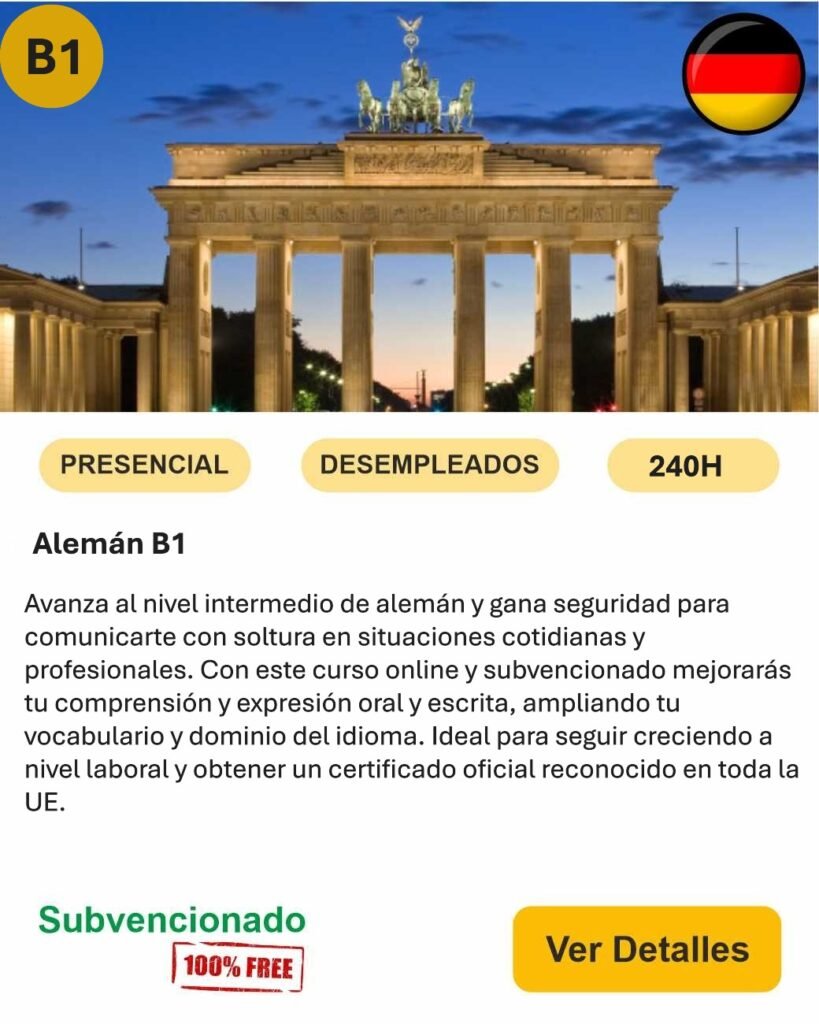Alemán B1 presencial desempleados idiomas