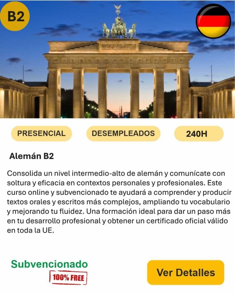 Alemán B2 desempleados presencial idiomas