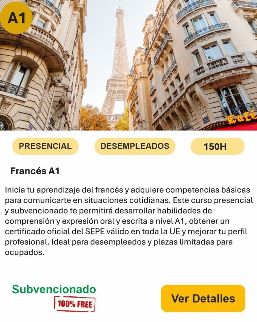 Francés A1 desempleados presencial idiomas