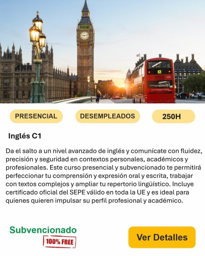 Inglés C1 desempleados presencial idiomas