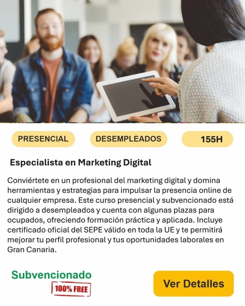 marketing digital Informática y comunicaciones presencial desempleados