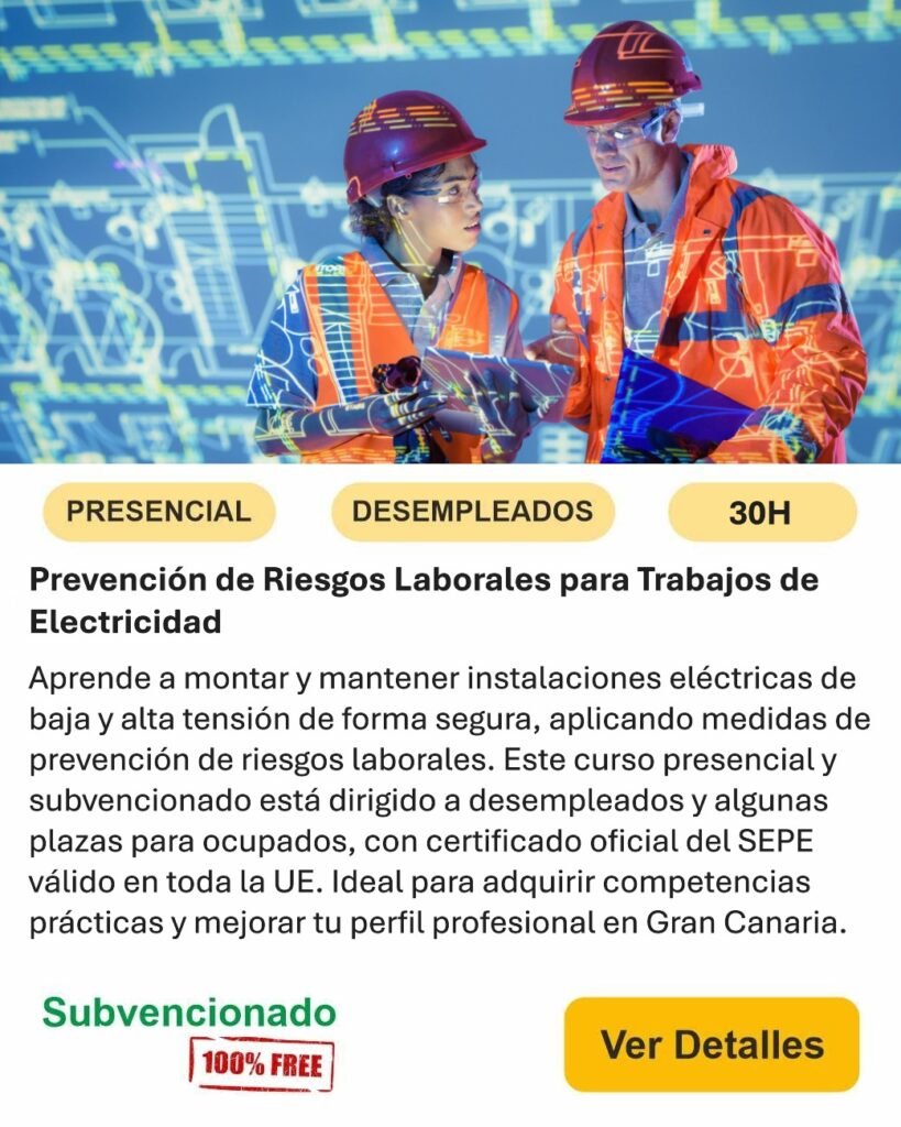 riesgos laborales electricidad presencial desempleados Electricidad y electrónica